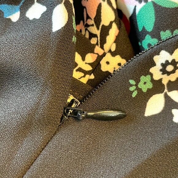 BODEN Keira Shift Dress 8 US Statement Floral Print Black Blouson Sleeves NEW - Picture 12 of 14